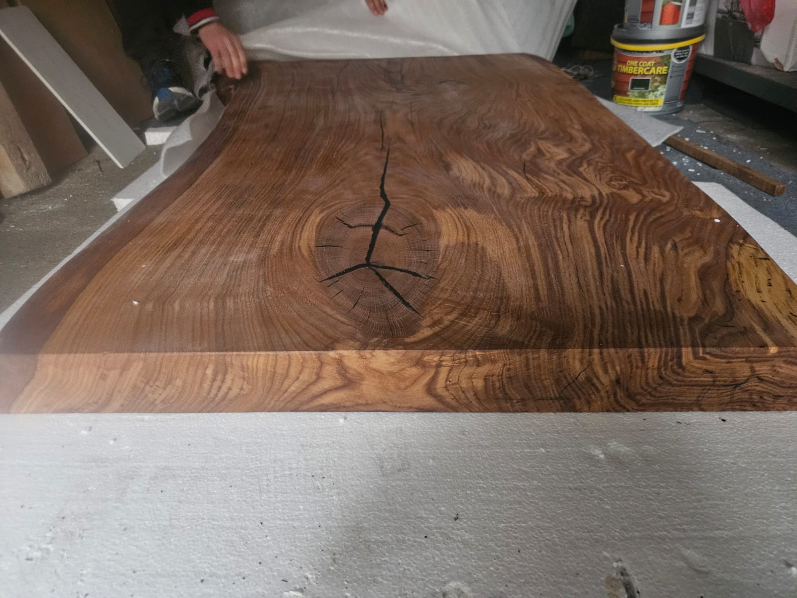 Detail of wood shaping process